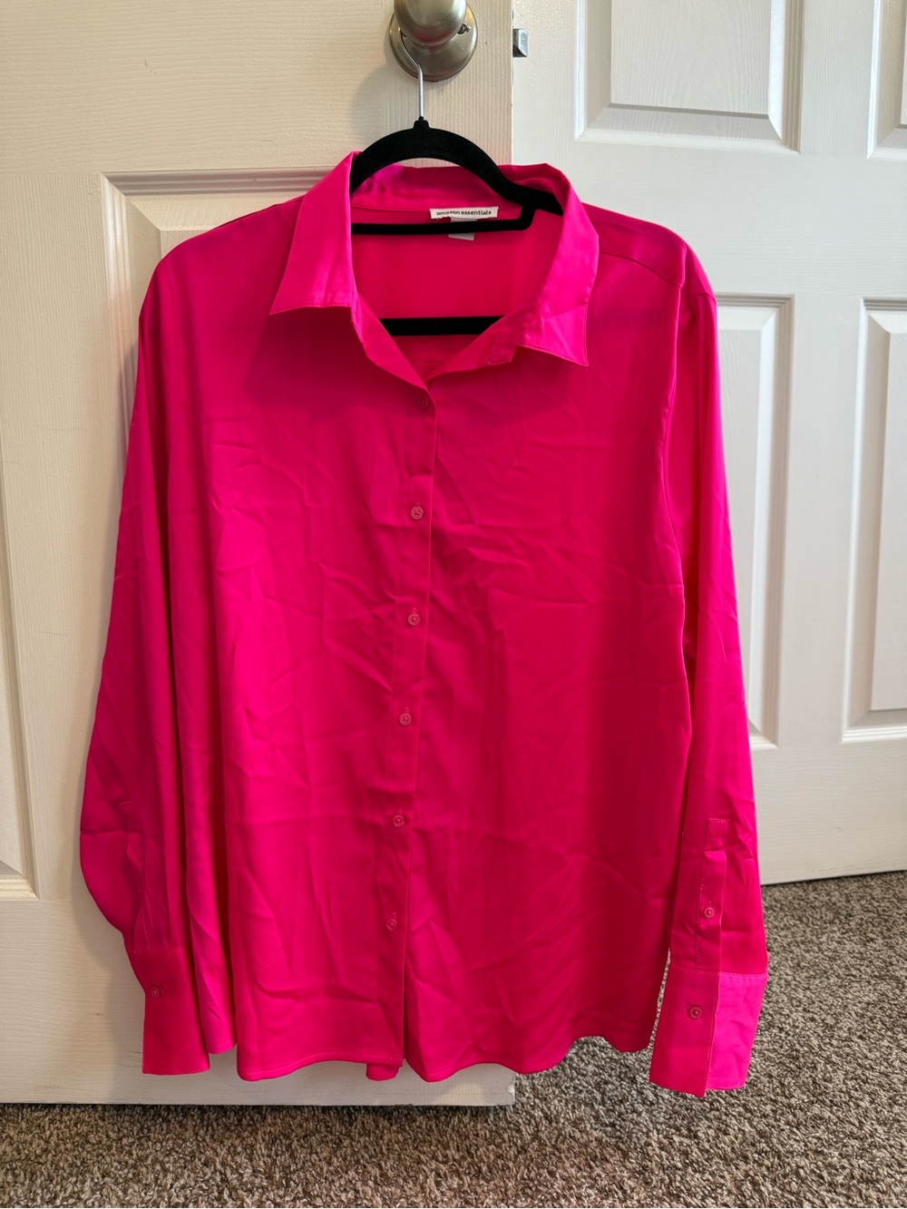 Amazon Essentials Women's Hot Pink Button Down Shirt